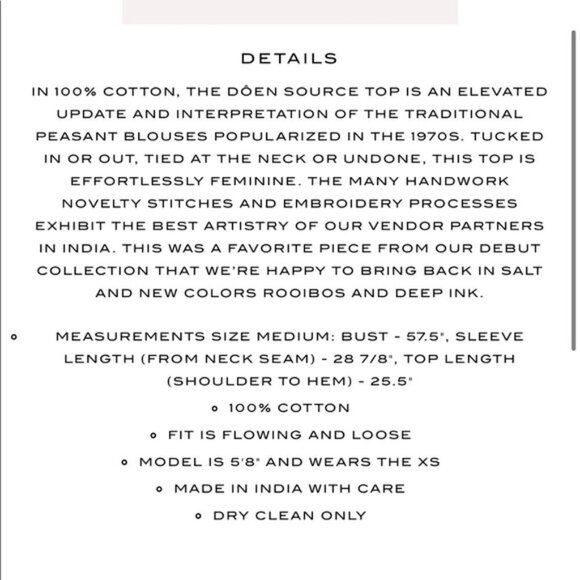 💕DOEN💕 Source Embroidered Gauze Top ~ Rust Burnt Orange XS *MissingTassle* - Picture 6 of 14